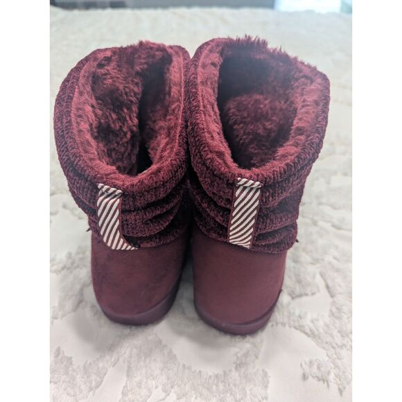 LongBay Warm Chenille Bootie Slippers Memory Foam Wine Red M 7-8 - Picture 5 of 7